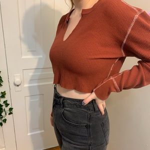 Urban Outfitters Textured Long-sleeve Crop